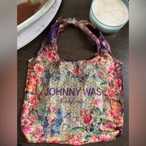 NWT Johnny Was reusable packable nylon tote bag with pocket.